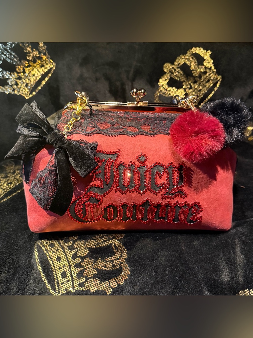 ♥️🖤NWT Custom Juicy Couture Gothic Coquette “Vintage Romance” Kiss Lock Bag♥️🖤